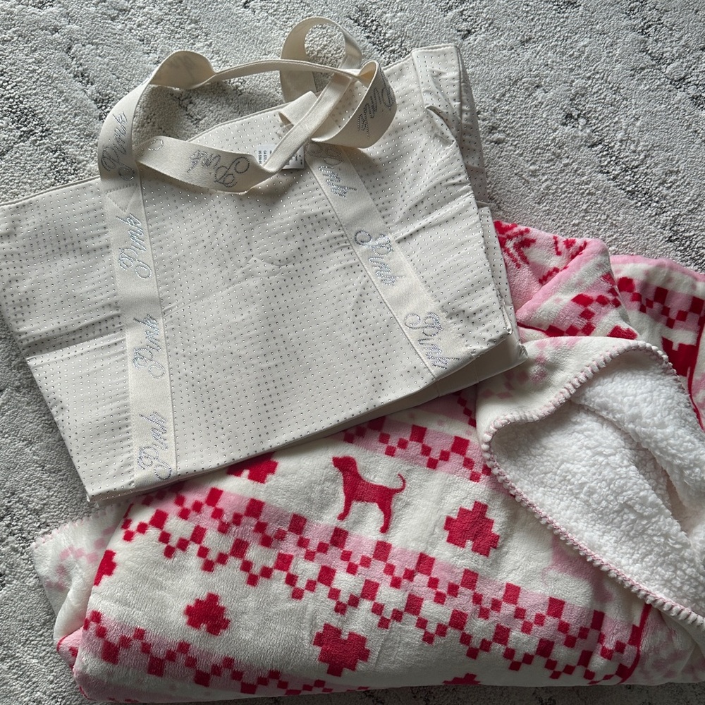 Victoria’s Secret Pink Blanket with Rhinestone Tote Bag